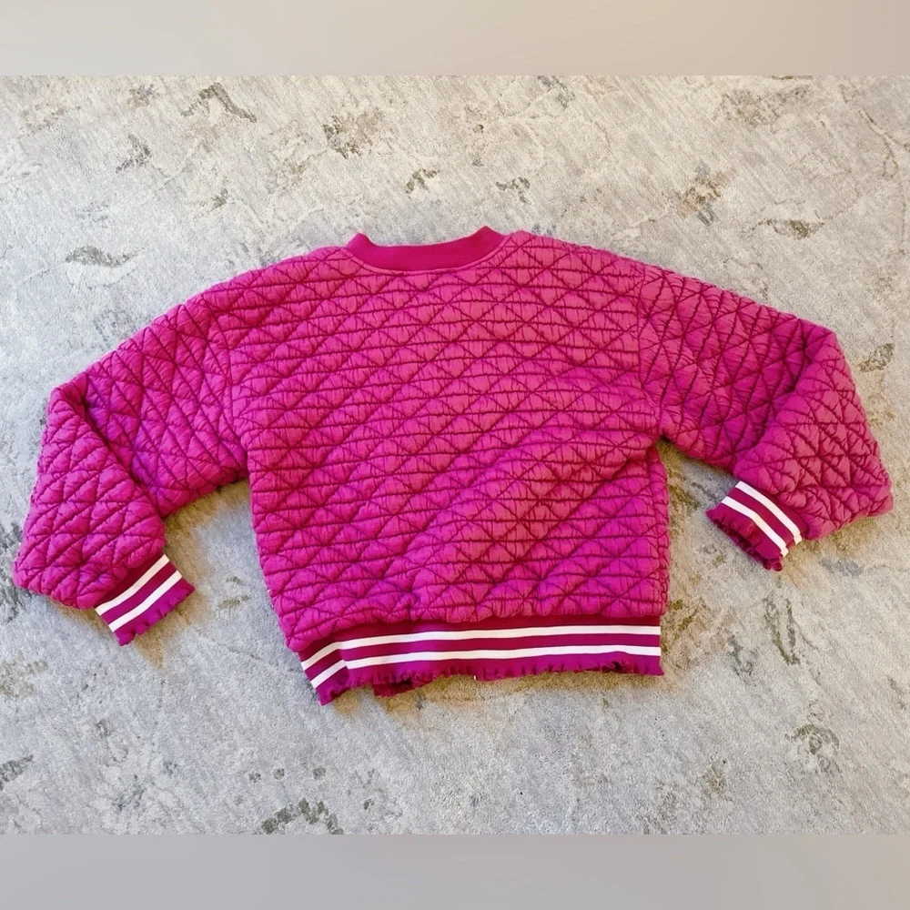 VOY Pink Quilted Bomber Jacket – Women’s Size Large - Picture 6 of 8